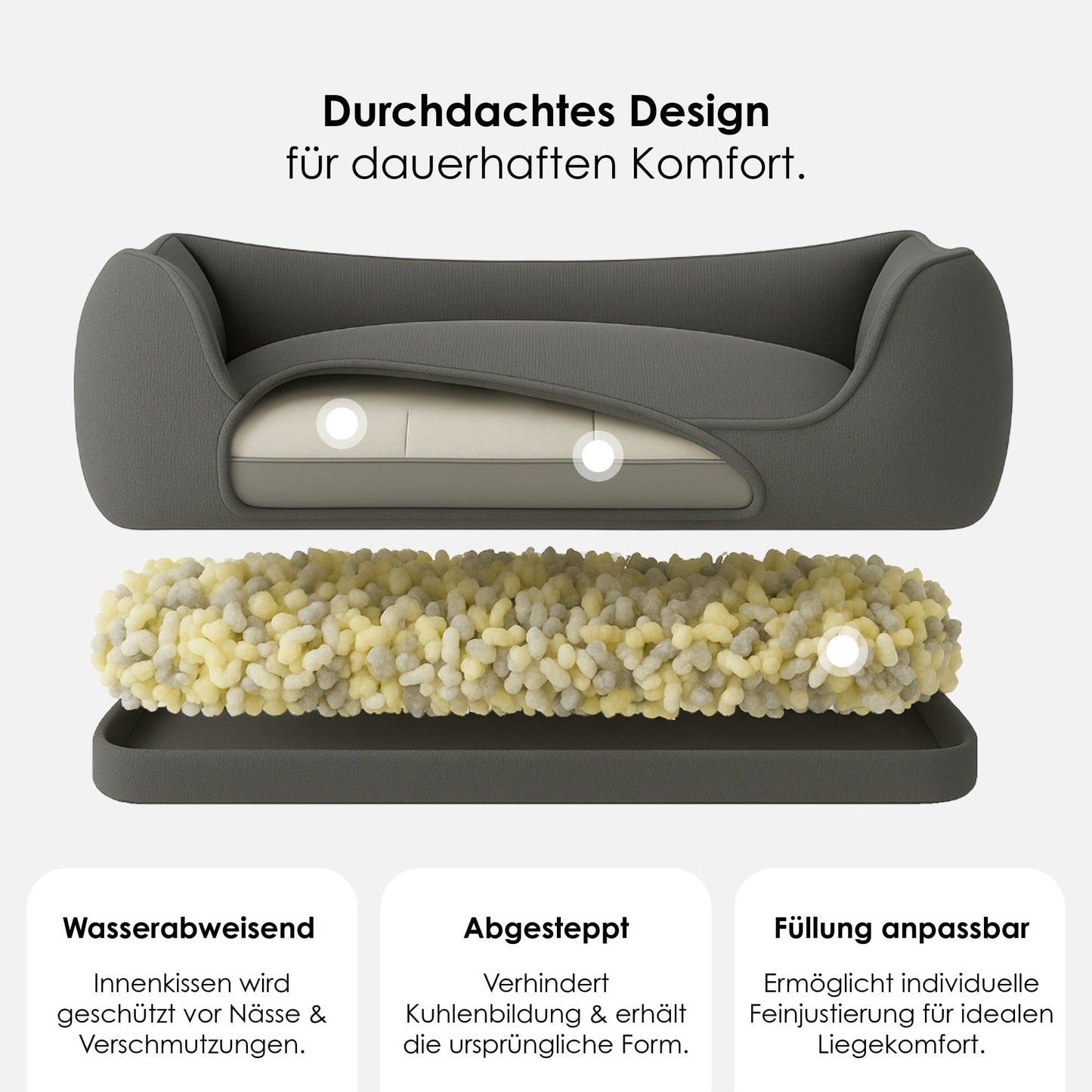 Orthopedisch hondenbed The Cloud (donkergrijs)